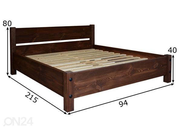 Voodi täispuidust 80x200 cm mõõdud