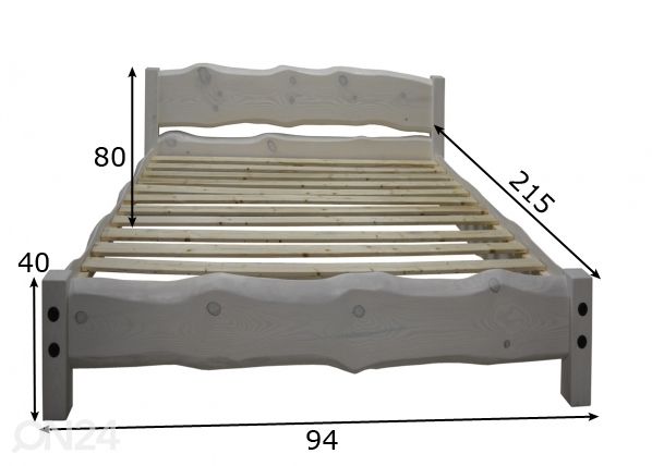 Voodi täispuidust 80x200 cm mõõdud