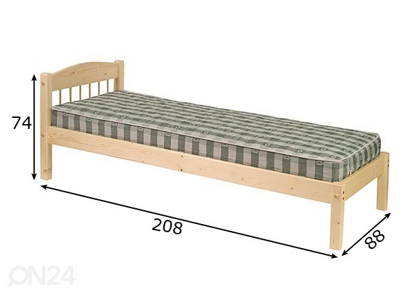 Voodi Tiina 80x200 cm mõõdud