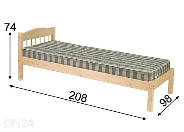 Voodi Tiina 90x200 cm mõõdud