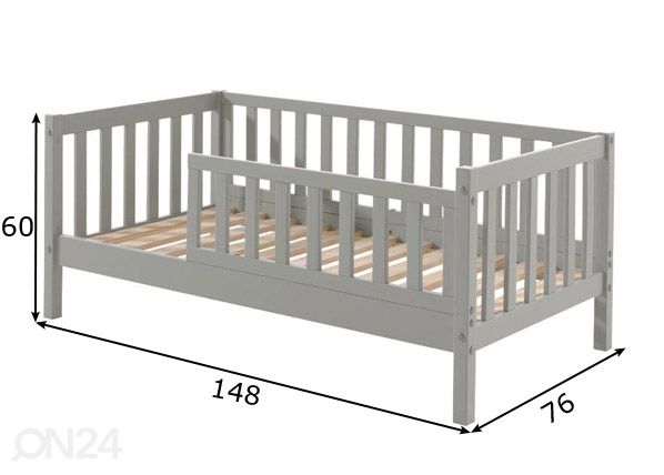 Voodi Toddler 70x140 cm, hall mõõdud