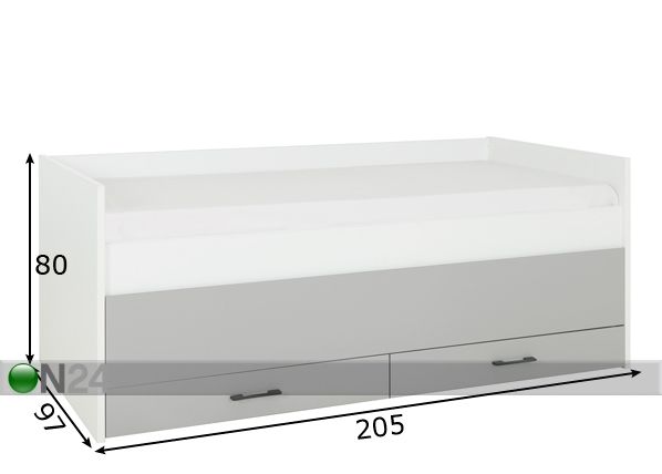 Voodi Ugo 90x200 cm mõõdud