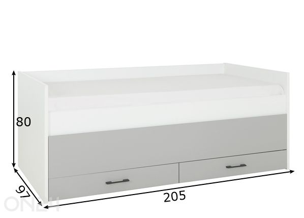 Voodi Ugo 90x200 cm mõõdud