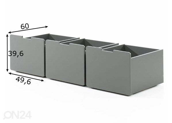 Voodikastid Pino 3 tk, hall mõõdud