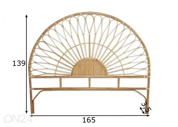 Voodipeats rotangist Mia 160 cm mõõdud