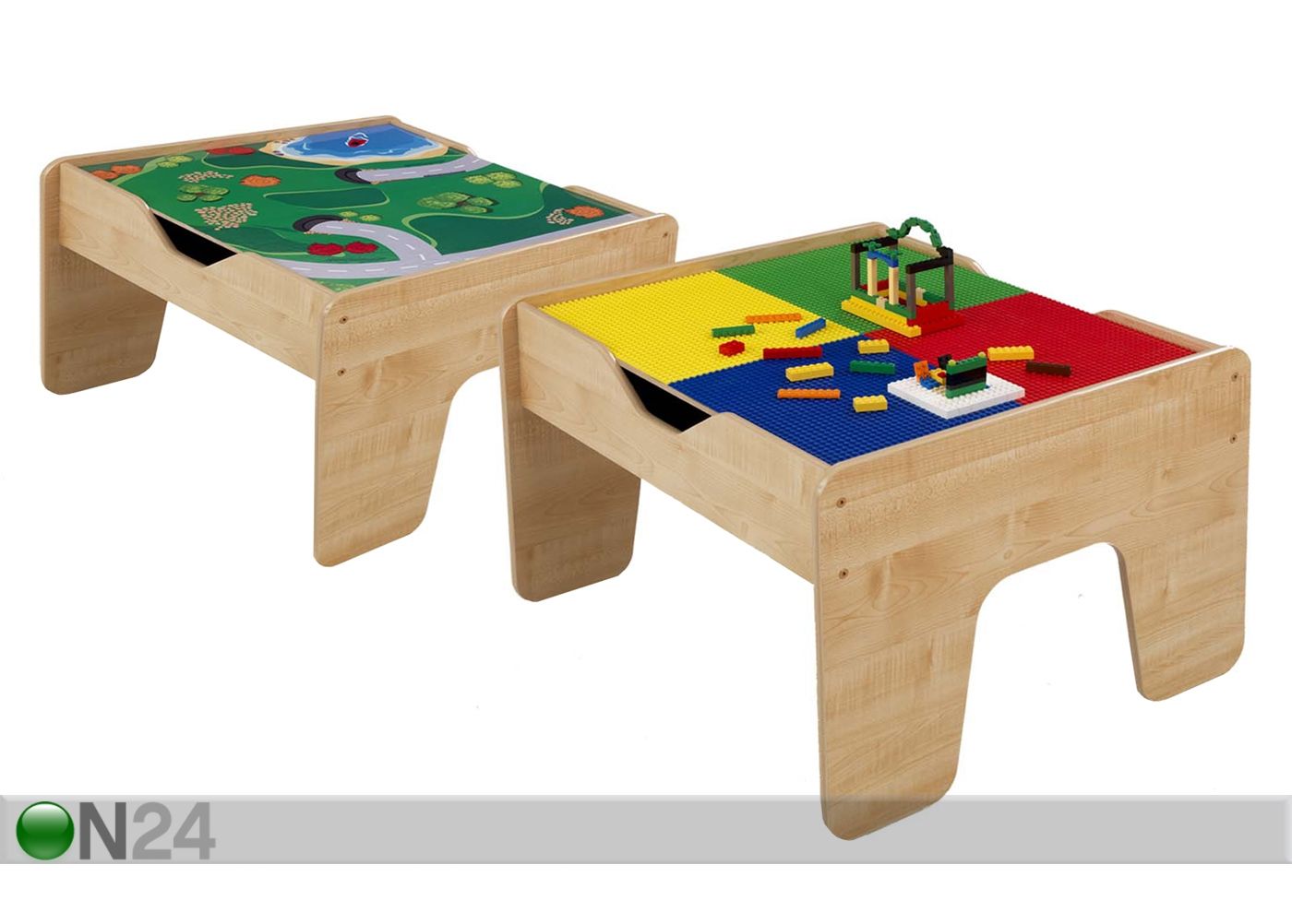 2-in-1 lauakomplekt koos klotsidega suurendatud