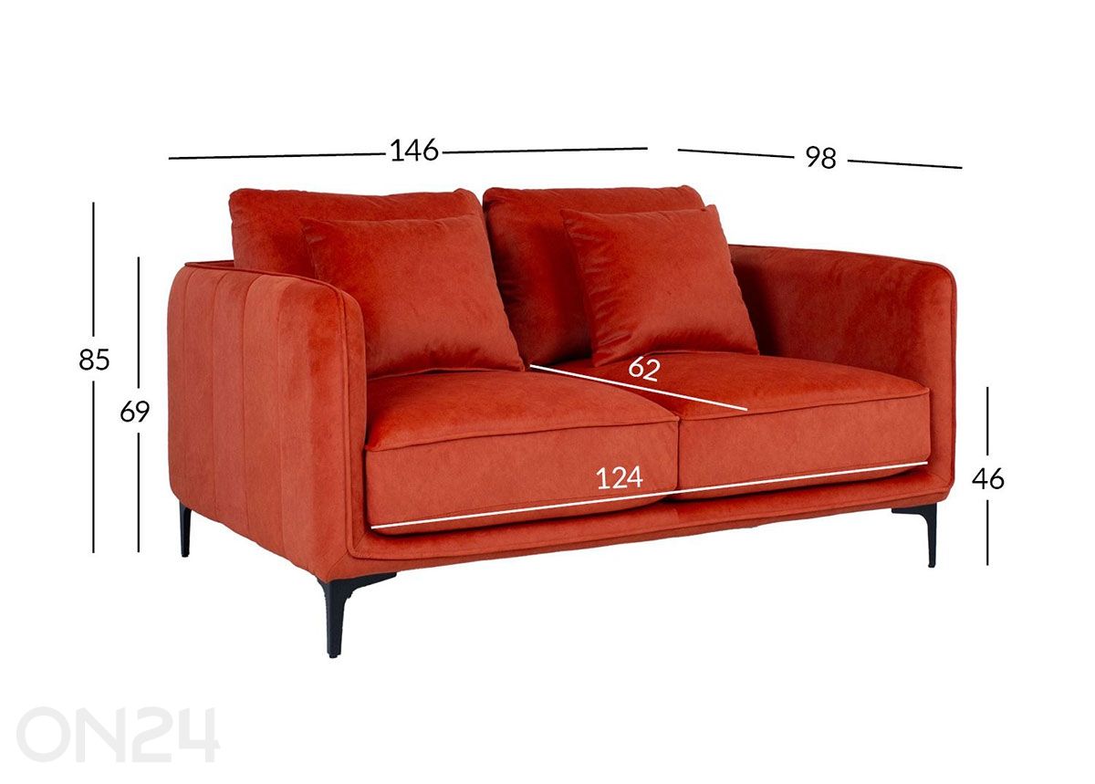 2-kohaline diivan Bianka suurendatud mõõdud