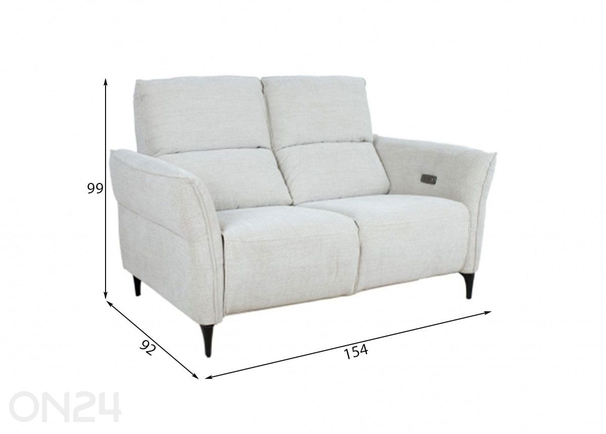 2-kohaline diivan Miami Recliner (elektriline) suurendatud mõõdud