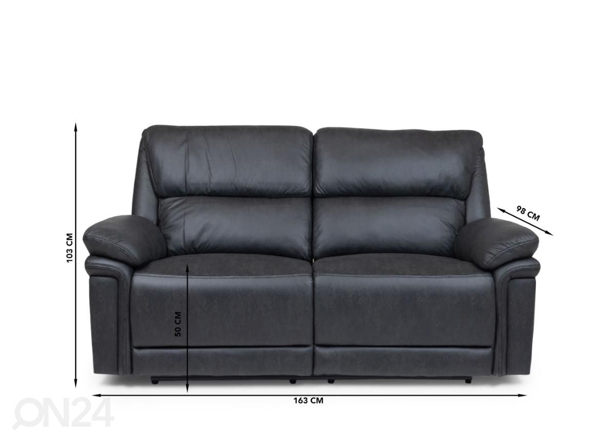 2-kohaline recliner diivan (must) suurendatud mõõdud
