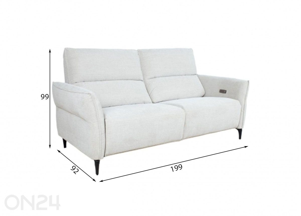 3-kohaline diivan Miami Recliner (elektriline) suurendatud mõõdud