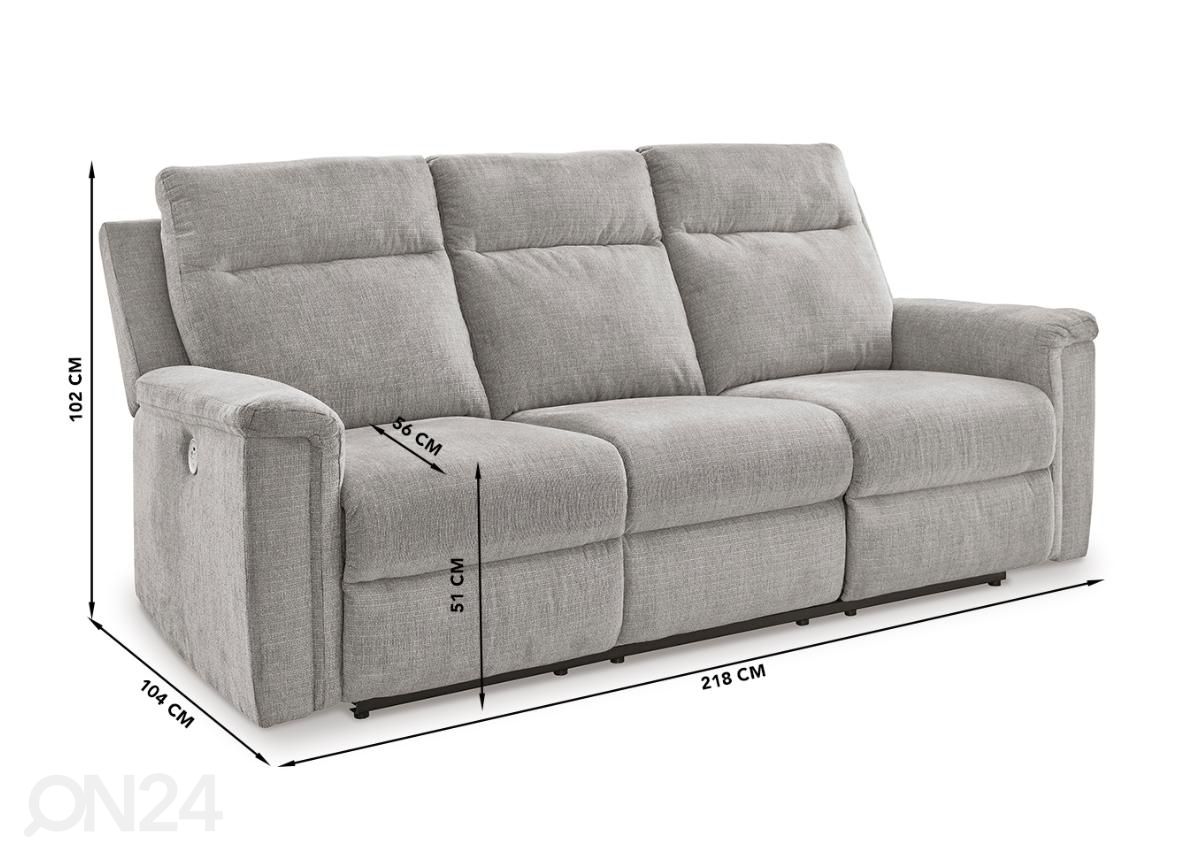 3-kohaline recliner diivan (elektriline) suurendatud mõõdud