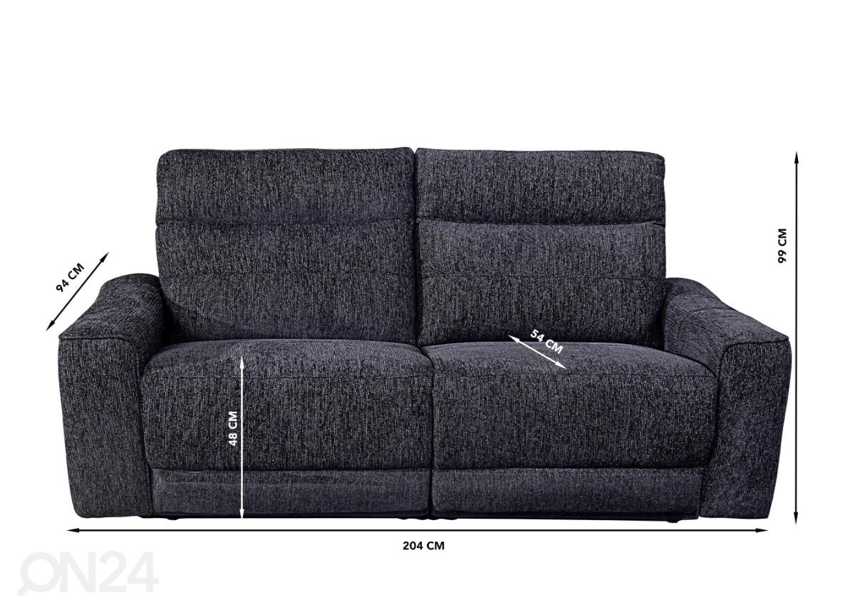 3-kohaline recliner diivan (elektriline) suurendatud mõõdud