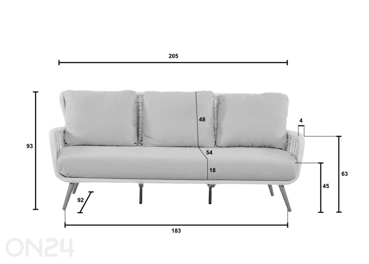 Aiadiivan Key Largo 205 cm suurendatud mõõdud