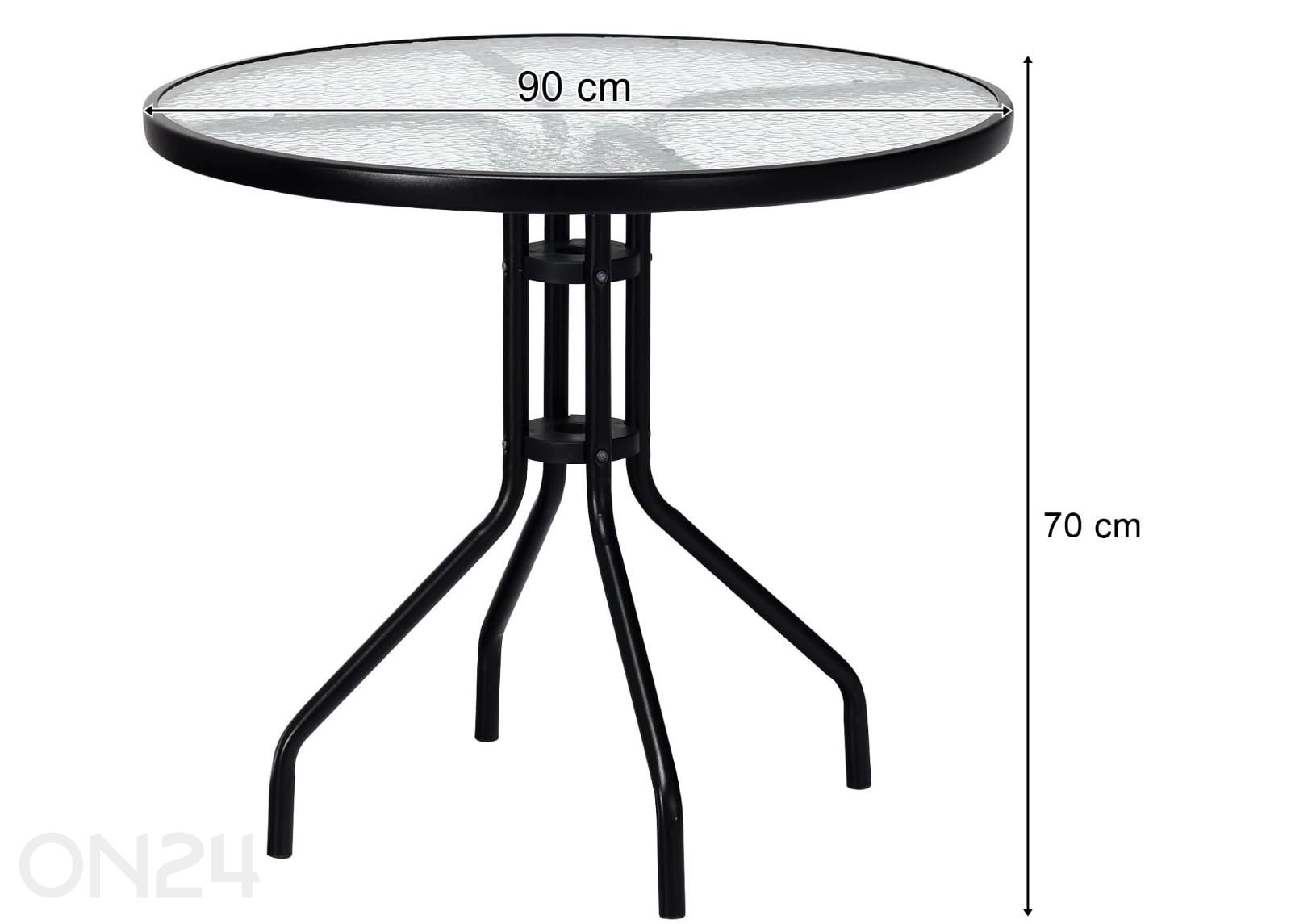 Aialaud Ø90 cm, must suurendatud mõõdud
