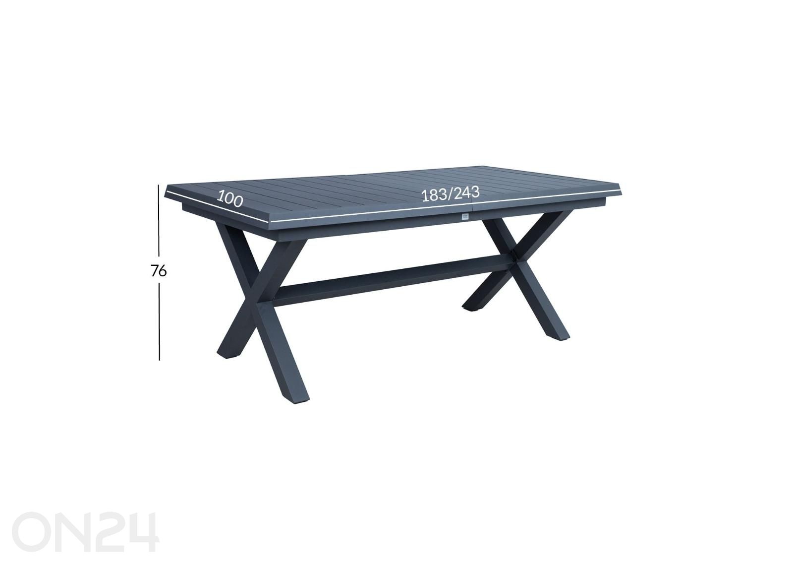 Aialaud Columbus 100x183/243 cm suurendatud mõõdud