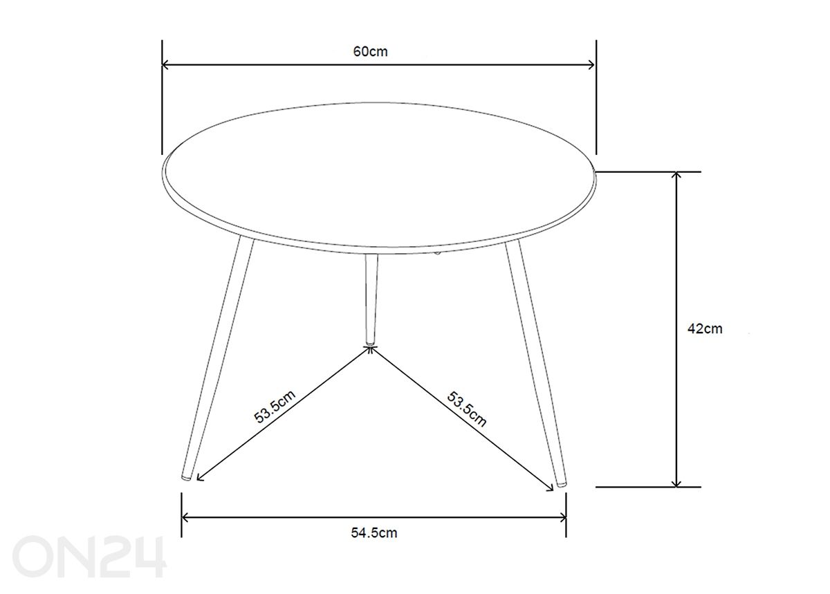Aialaud Vibe Ø 60 cm suurendatud mõõdud