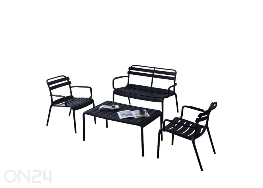 Aiamööbli komplekt Costa 2 tooli+laud+diivan must suurendatud