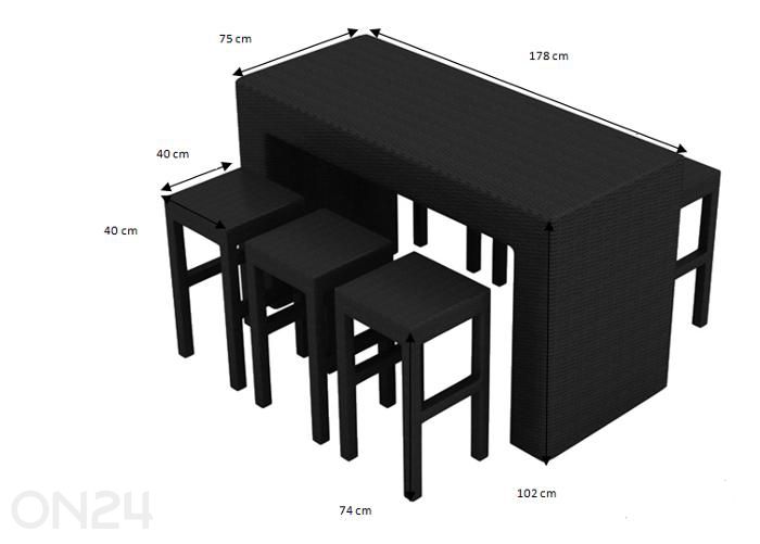 Aiamööbli komplekt Geniale suurendatud mõõdud