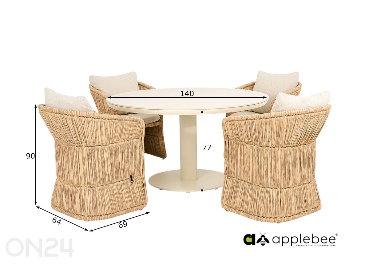 Aiamööbli komplekt Gili suurendatud mõõdud