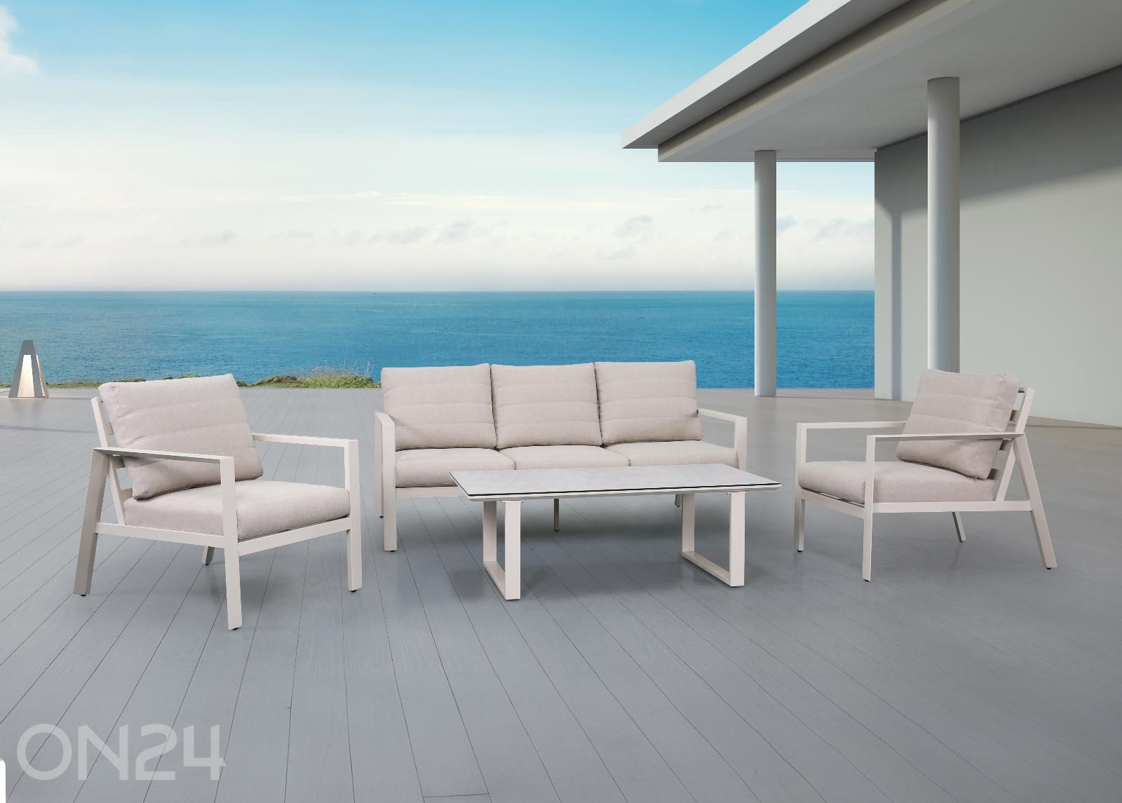 Aiamööbli komplekt Girona laud+diivan+2 tugitooli suurendatud