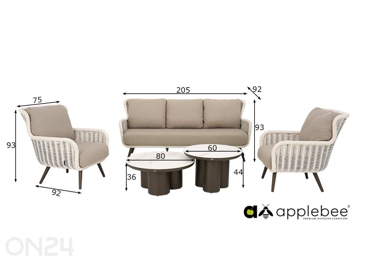 Aiamööbli komplekt Key Largo suurendatud mõõdud