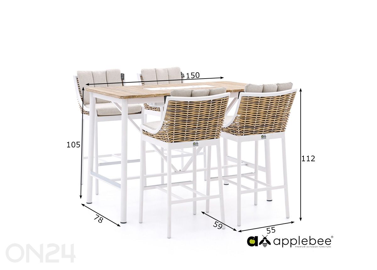 Aiamööbli komplekt Milou suurendatud mõõdud