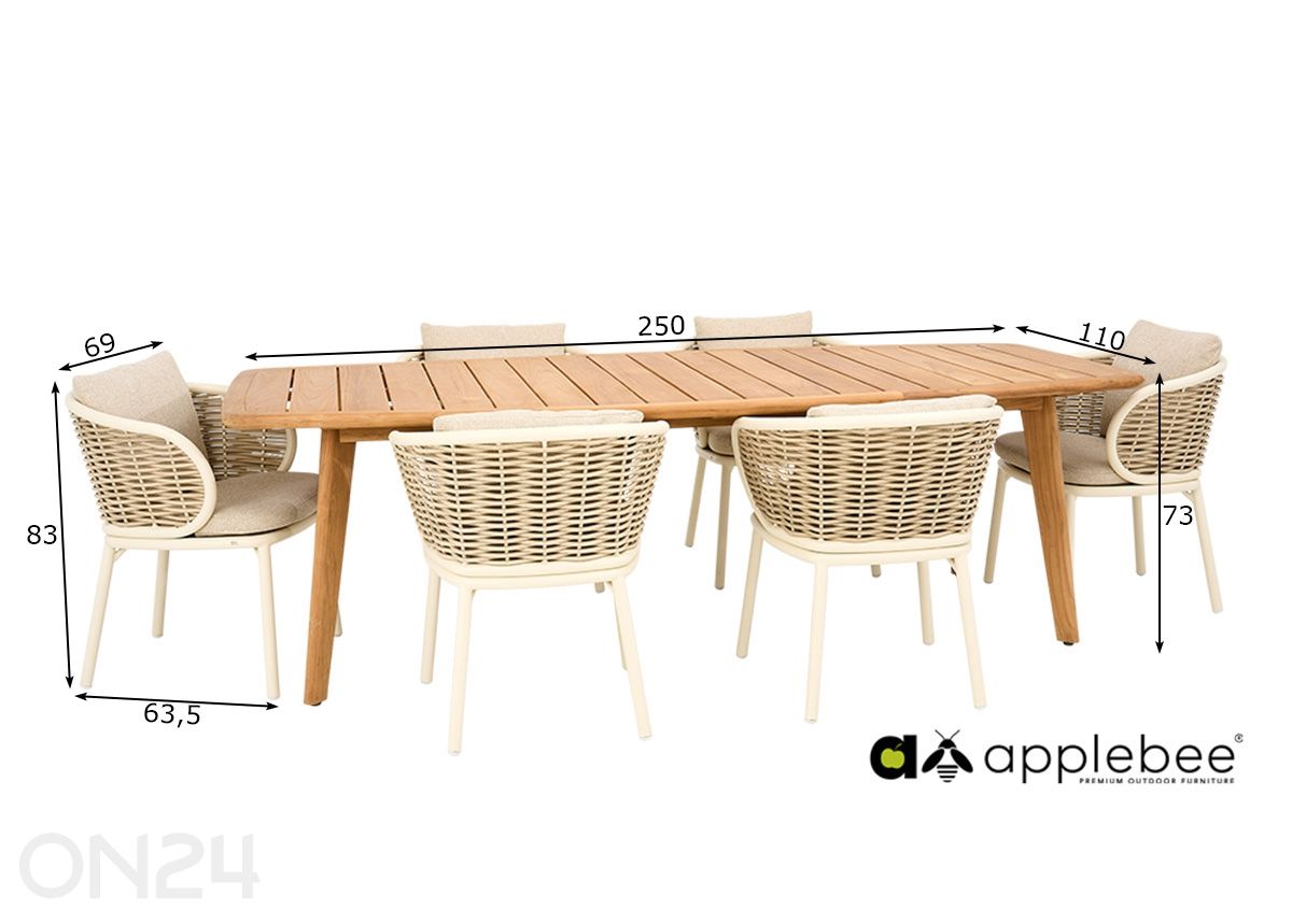 Aiamööbli komplekt Pine Key suurendatud mõõdud