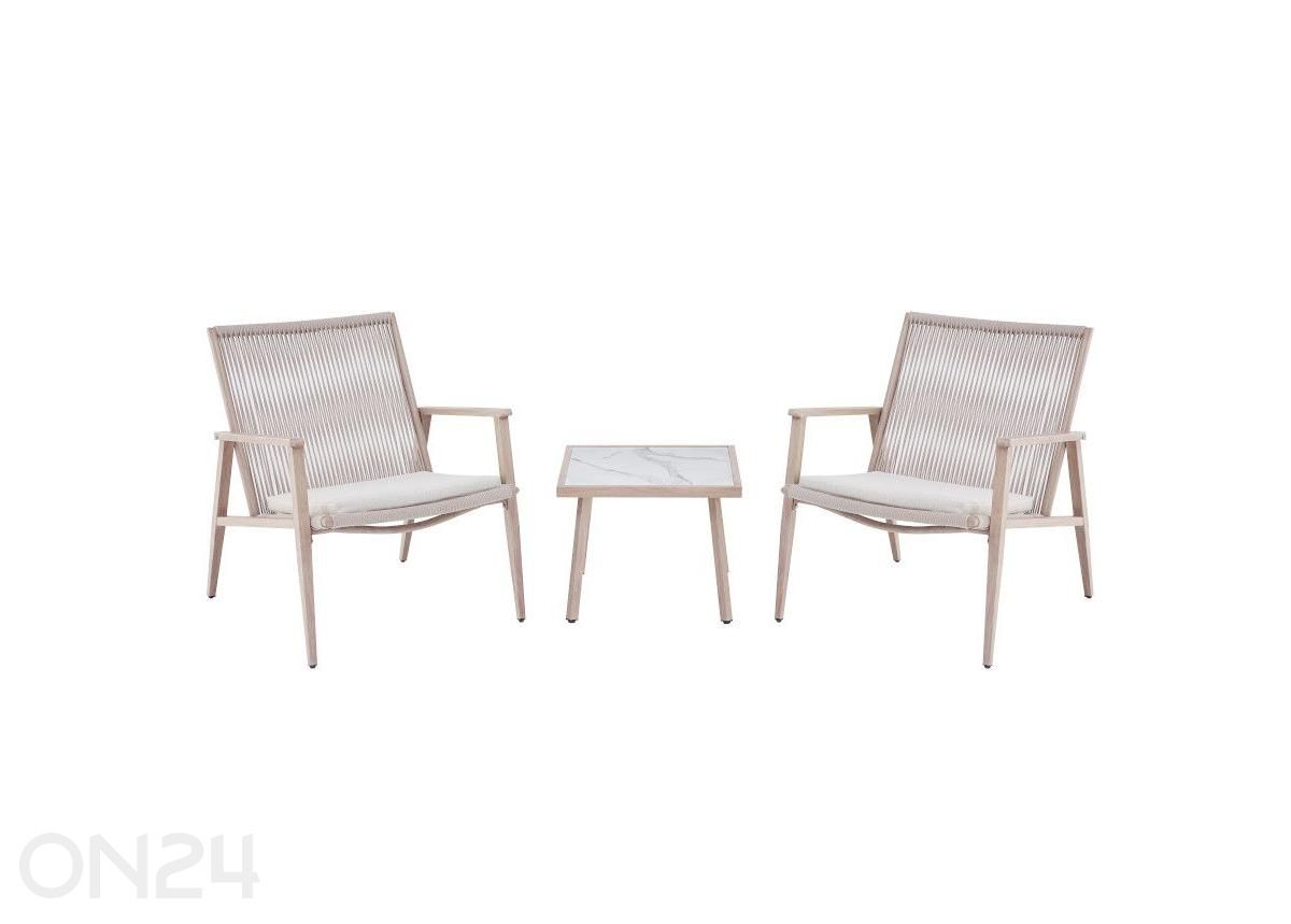 Aiamööbli komplekt Pisa laud+2 tooli, hall suurendatud