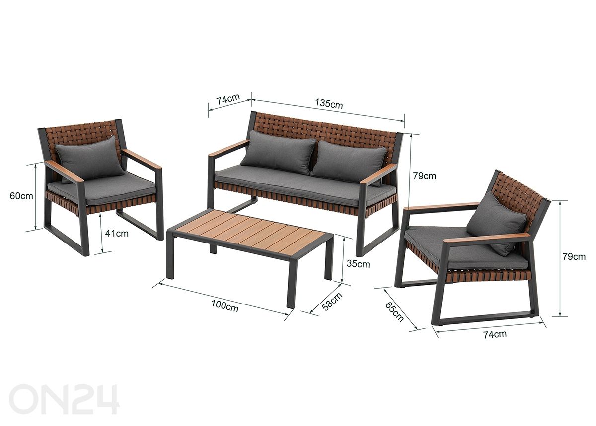 Aiamööbli komplekt Texas suurendatud mõõdud