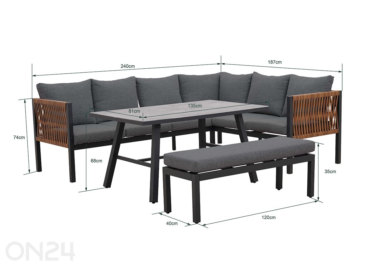 Aiamööbli komplekt Texas suurendatud mõõdud
