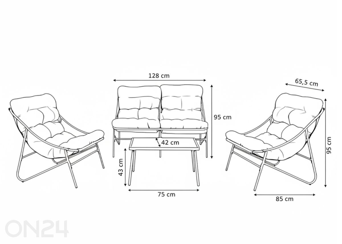 Aiamööbli komplekt Vibe suurendatud mõõdud