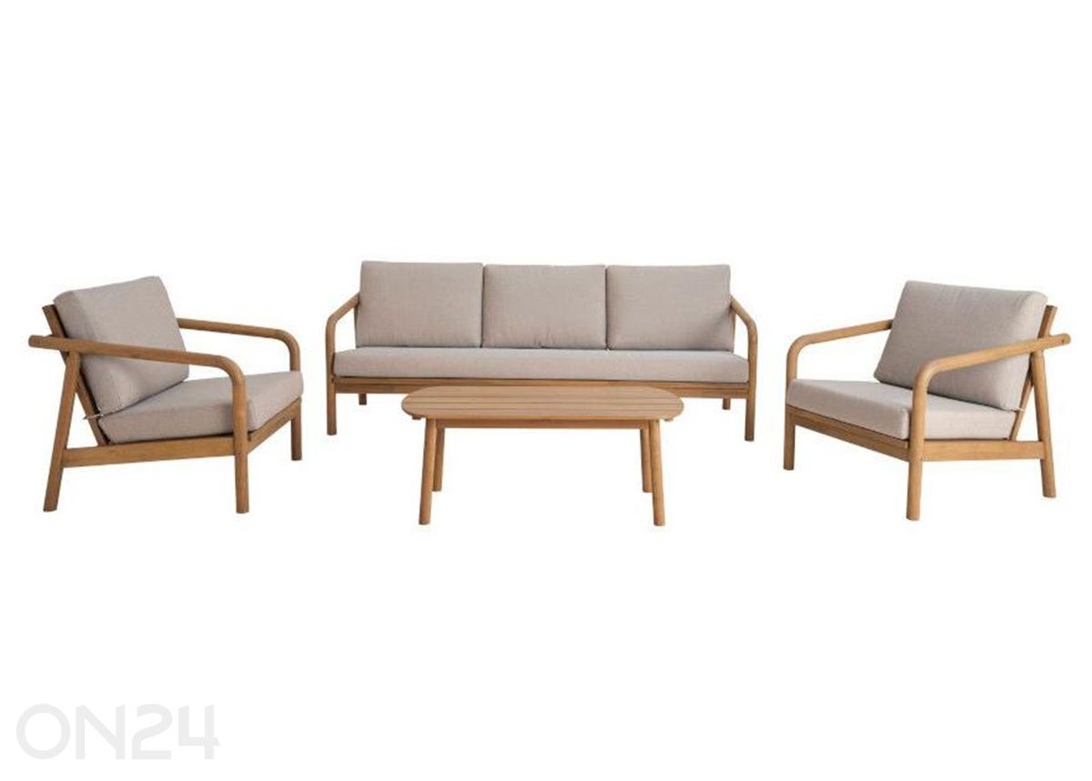 Aiamööbli komplekt William laud+2 tooli+diivan, hall suurendatud