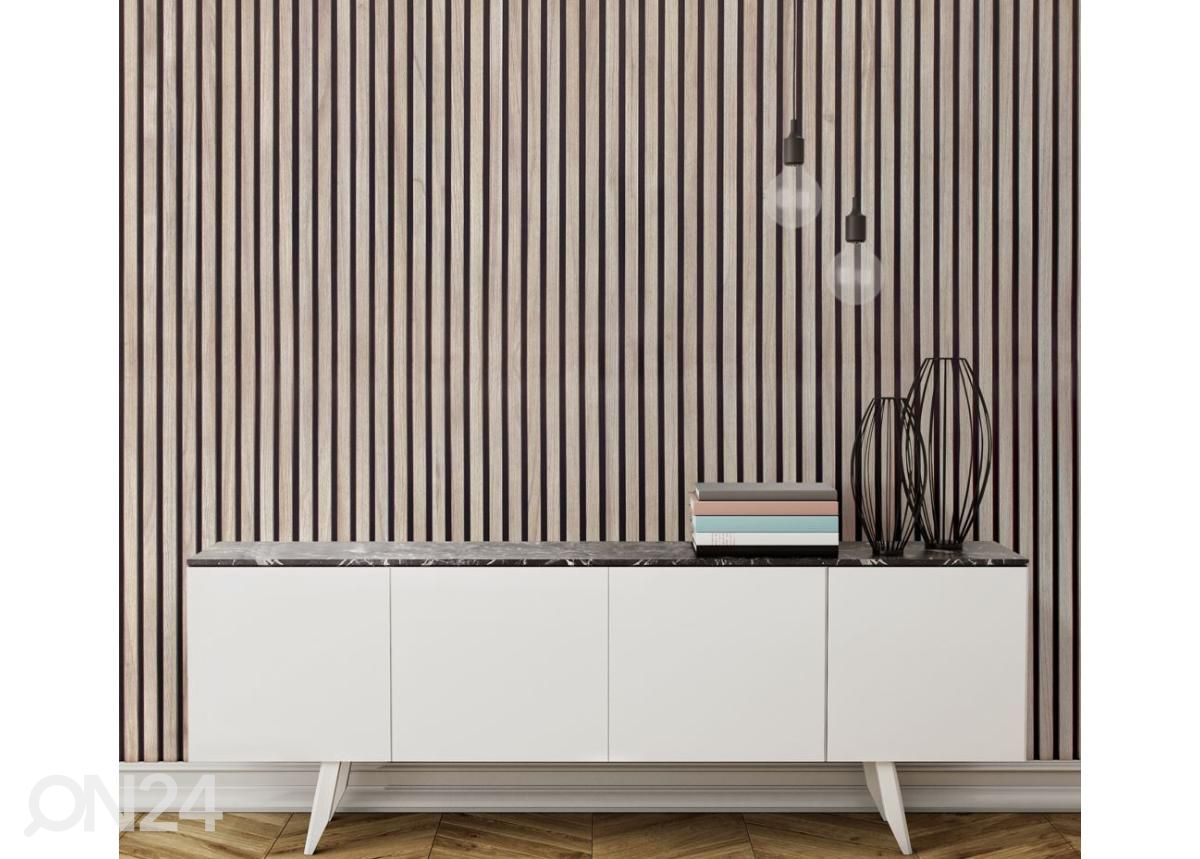 Akustiline seinapaneel 260x60x2,1 cm, tume tamm, MDF, 2 tk suurendatud