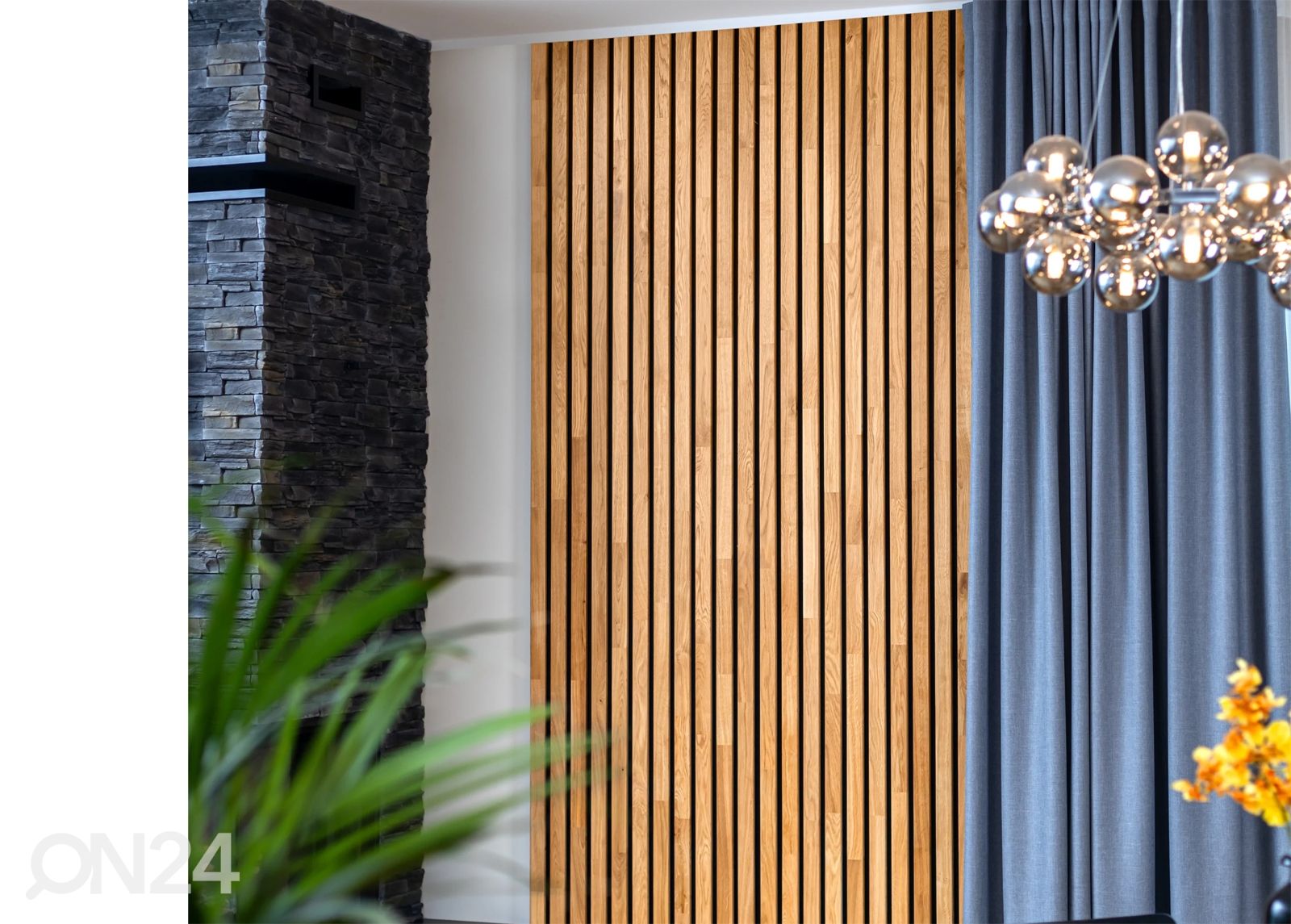 Akustiline seinapaneel täispuidust 240x60 cm suurendatud