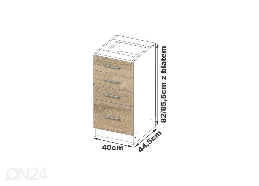 Alumine köögikapp 40 cm suurendatud