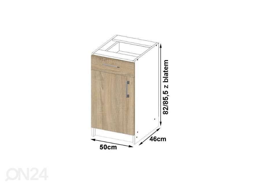 Alumine köögikapp 50 cm suurendatud