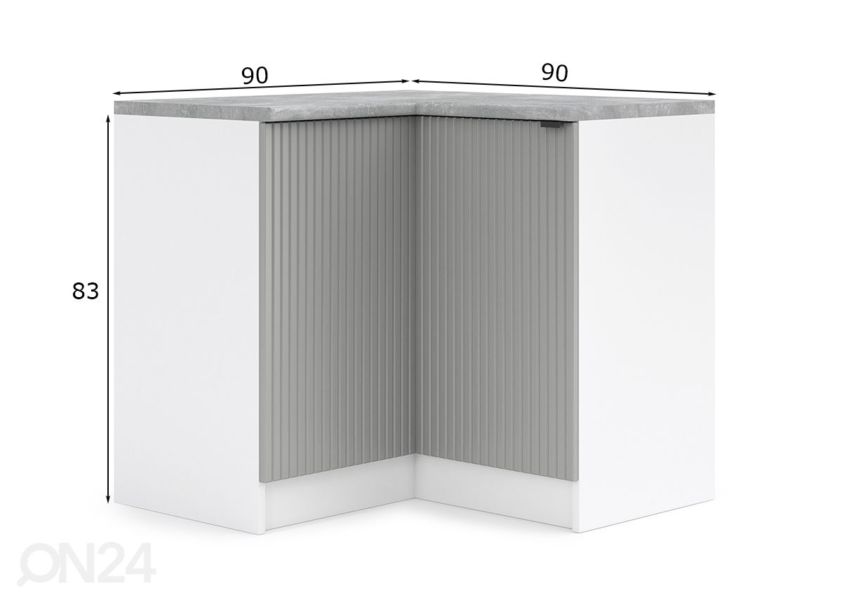 Alumine nurgakapp Lissone 90x90 cm suurendatud mõõdud