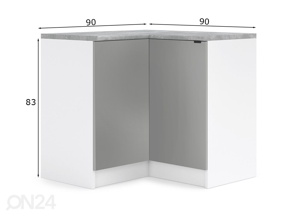 Alumine nurgakapp Livorno 90x90 cm suurendatud mõõdud
