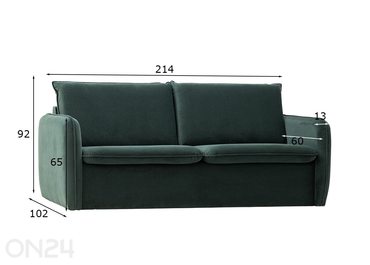 Atto Collection diivanvoodi Pamela 3LK suurendatud mõõdud