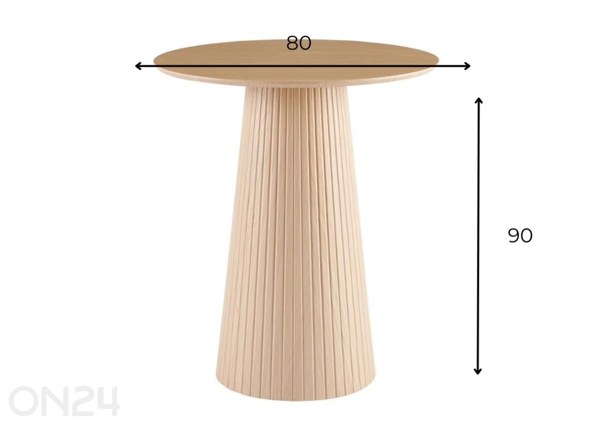 Baarilaud Mermin Ø 80 cm suurendatud mõõdud