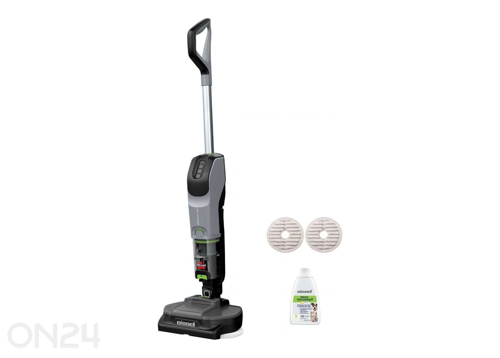 Bissell SpinWave + Vac PET Select 3893N, juhtmevaba, märg- ja kuivpuhastus, hall/must/roheline suurendatud
