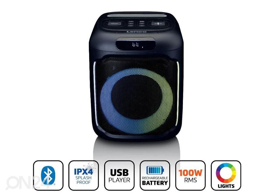 Bluetooth kõlar Lenco PA100BK, must suurendatud