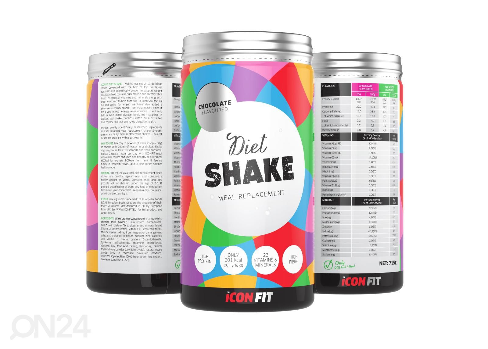 Dieetkokteil Diet Shake 715 g maasika Iconfit suurendatud
