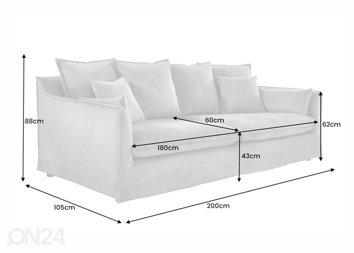 Diivan Heaven 200 cm suurendatud mõõdud