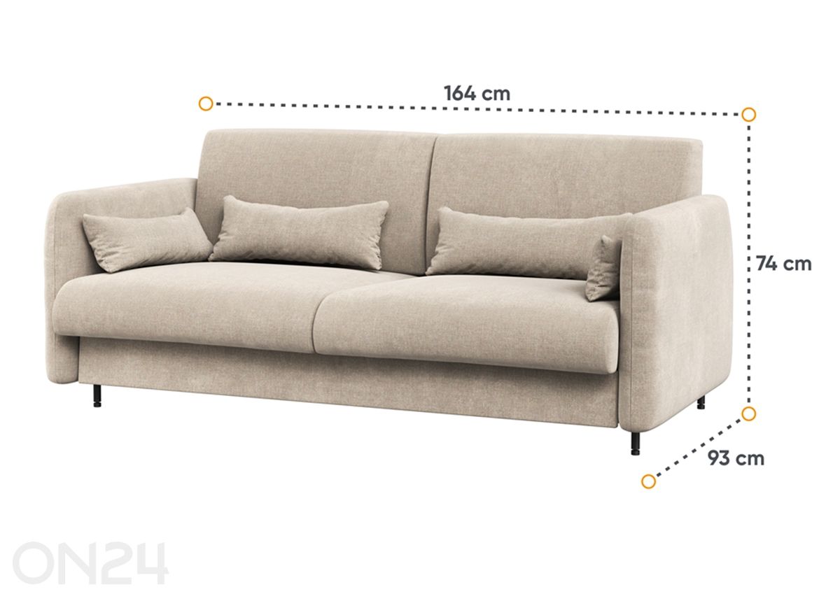 Diivan Lenart BED CONCEPT vertikaalsele kappvoodile 140x200 cm suurendatud mõõdud