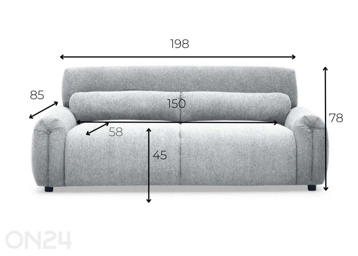 Diivan Medelin 3 suurendatud mõõdud