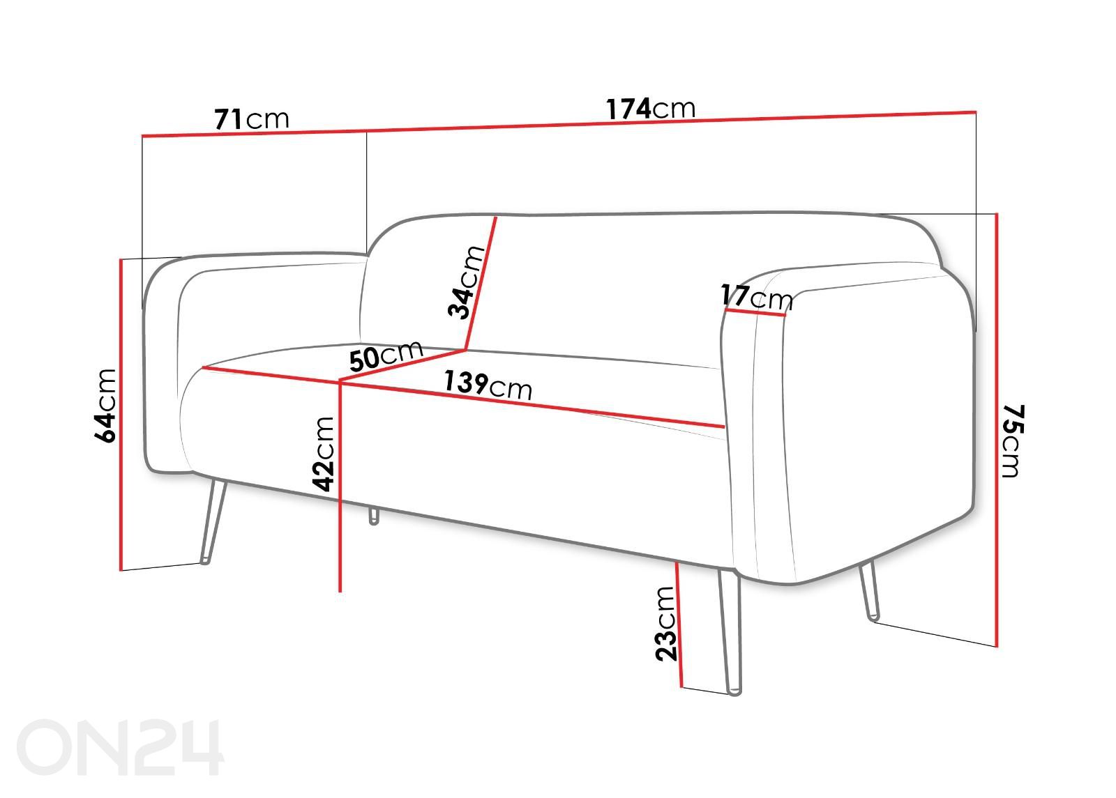 Diivan Nami II suurendatud mõõdud