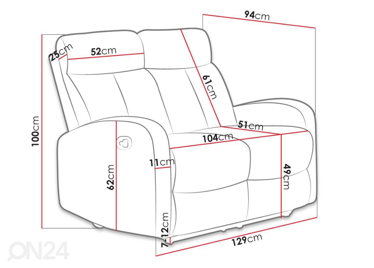 Diivan Recliner Canto RC129 suurendatud mõõdud