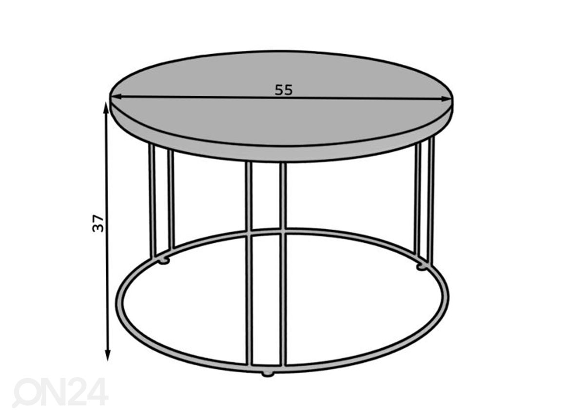 Diivanilaud Ø 55 suurendatud mõõdud