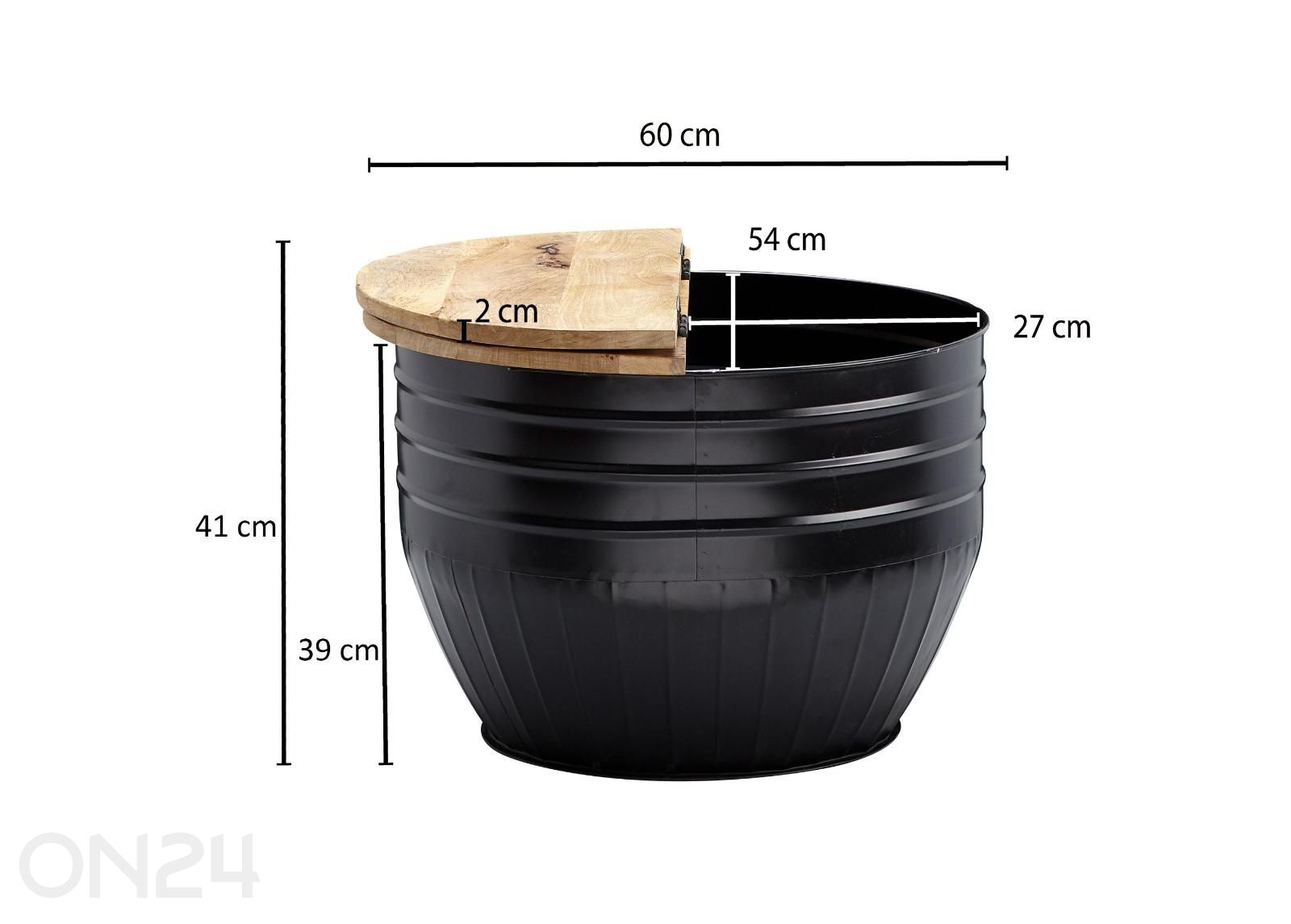 Diivanilaud Ø 60 cm suurendatud mõõdud